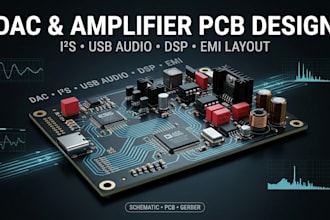 design professional dac and amplifier pcb, i2s, usb audio, dsp and emi layout