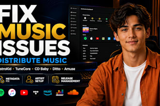 music manage, fix and distribute music on distrokid, cdbaby, tunecore, symphonic