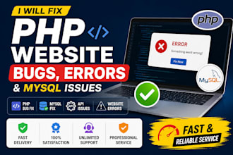 fix PHP mysql website bugs errors and issues