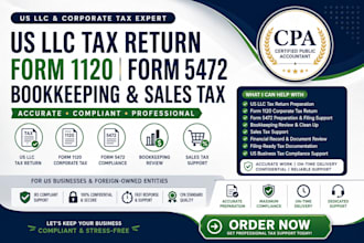 file US llc tax return 1120 5472 sales tax and bookkeeping as CPA