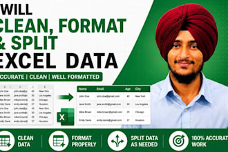 clean, format, split excel data
