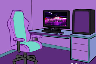 cartoon style stage background, various color schemes