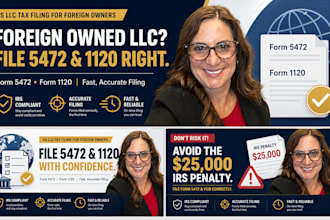 do us llc tax return, 1120, 5472, sales tax, bookkeping and US tax filing