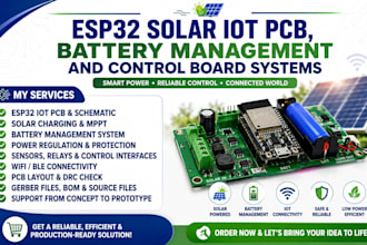 design esp32 solar iot pcb, battery management and control board systems