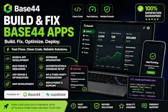 build and fix base44 app, bas44 fixing base44, bug fixing base44, supabase