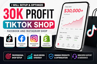 30k profit tik tok shop, shopify marketing tiktok dropshipping facebook ig shop