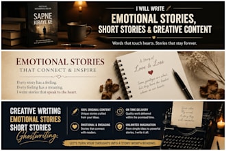 write emotional stories,short stories and creative content