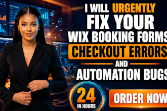 urgently fix wix booking forms checkout errors and automation bugs