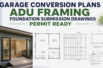 garage conversion plans adu framing foundation submission drawings permit ready