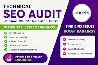 fix crawl errors, indexing issues, canonical tags, 301 redirects, techanical seo