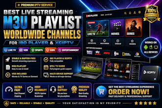 offer best live streaming ,m3u playlist worldwide channel for ibo player,xciptv