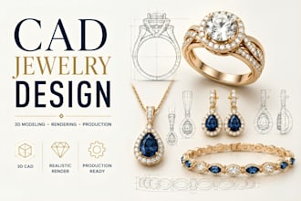 create custom jewelry cad design with 3d modeling and realistic rendering