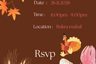 design a beautiful thanksgiving invitation card