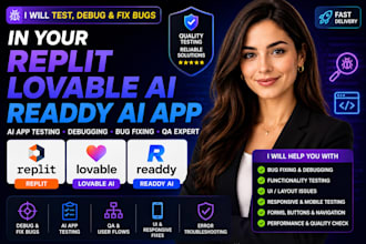 website test debug fix bugs  replit lovable ai readdy ai app api integration