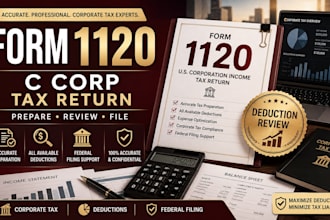 file US c corp form 1120 business tax return with all available deductions