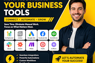 automate gohighlevel, CRM, zapier, make, twilio, slack and quickbooks workflows