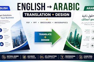 translate english to arabic n professionally design your doc