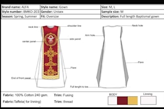 design a detailed tech pack for your clothing product