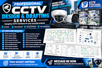 do cctv camera layout, system design, shop drawings and autocad plans