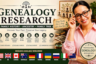 do genealogy research, family history research and build your family tree