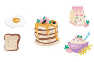 create cute kawaii sticker illustrations