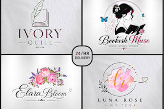 design a creative feminine author logo for your brand