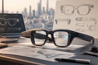 do sunglasses 3d design, eyewear product design, technical drawing, 3d animation