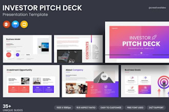 design business proposal, marketing and sales pitch deck for investors in 24 hrs