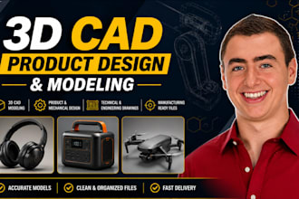 do 3d cad design, product design and 3d cad modeling
