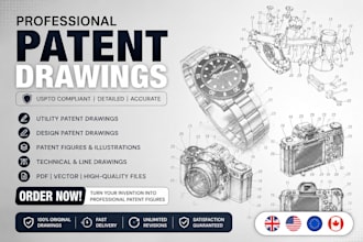 create professional patent drawings, patent illustration  and uspto figures