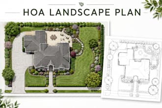 design hoa 2d landscape plan, planting layout and permit approval drawings
