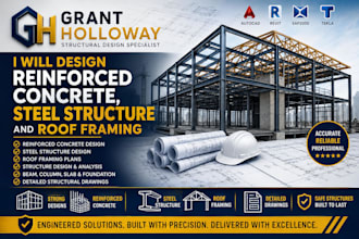 design reinforced concrete, steel structure, roof framing in residential homes