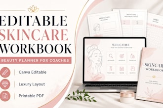 create editable skincare workbook beauty planner for coaches