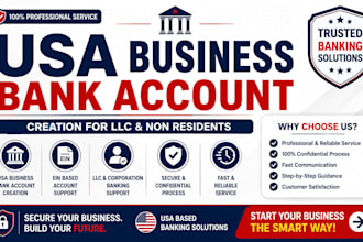 create USA business bank for USA llc owners USA bank creation for non resident