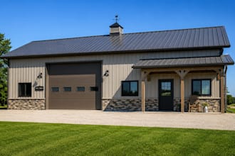 design a complete barndominium  and pole barn house architectural drawing set