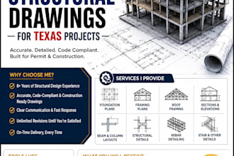 create structural drawing, framing, foundation plans and rebar details for texas