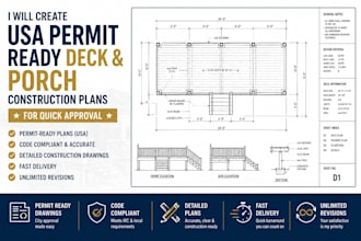 create USA deck porch permit drawings and construction plans for quick approval