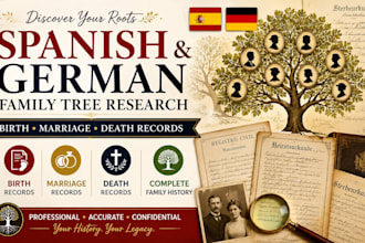 research spanish and german family tree, birth, marriage and death records