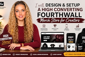 design or setup fourthwall merch store fourthwall pod website for coaches