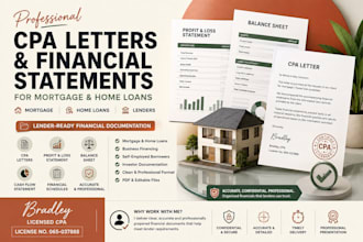 prepare CPA letters and financial statements for mortgage and home loans