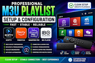 configure best m3u playlist for firestick and xciptv, smater pro or ibo player