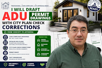draft adu permit drawings with city plan check corrections