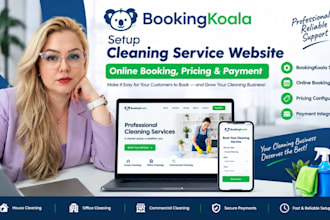 setup bookingkoala cleaning service website, online booking, pricing and payment