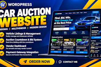 design wordpress car aution bidding website wordpress multivendor website design