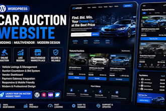 create wordpress car aution website bidding website multivendor website design