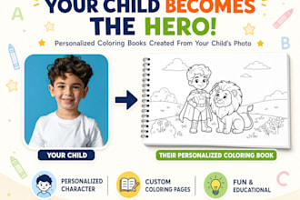 turn your child into the star of a personalized coloring book
