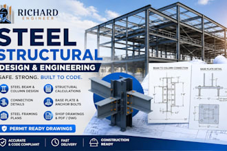 design steel beam connection structural plans calculation building permit