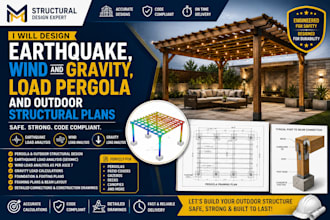 design earthquake, wind and gravity, load pergola and outdoor structural plans