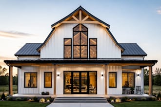 design barndominium floor plan, pole barn house plan for city permit drawing set