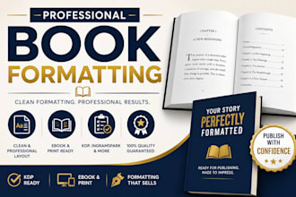 professionally format your book for KDP, ebook and print